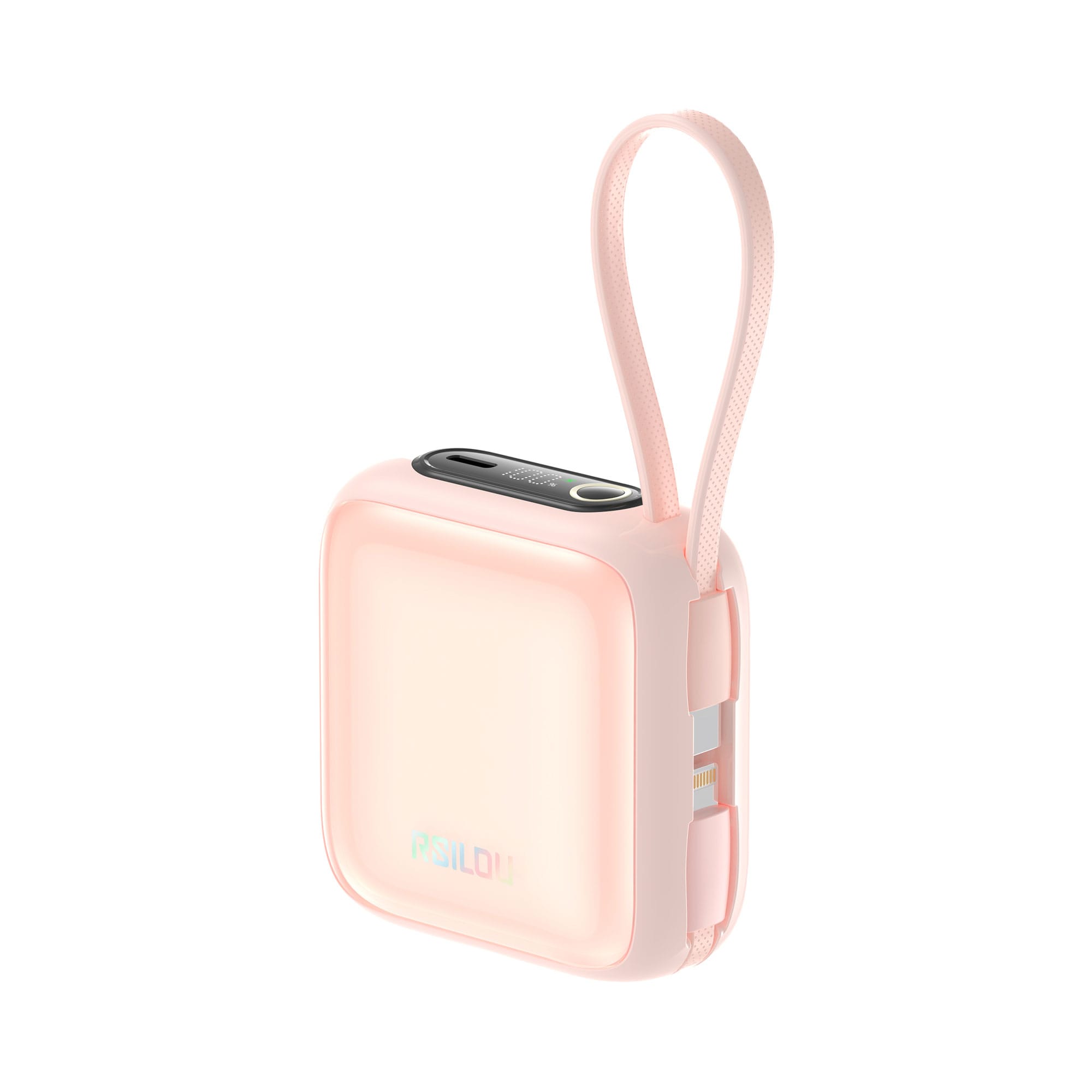 Rsilou 10000mAh Power Bank, PD, Built-in Type-C and Lightning Cables, 22.5W Fast Charging Per Port, 38.5 Total Max Output Power, Multi-Device Compatibility, Digital Display | 12 month local warranty