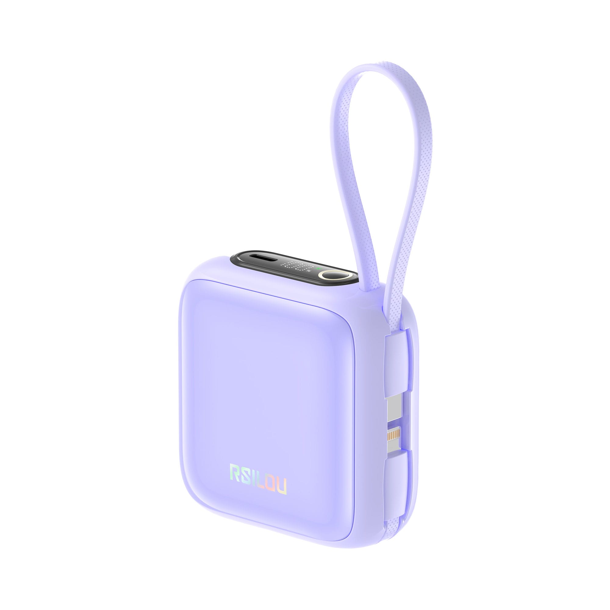 Rsilou 10000mAh Power Bank, PD, Built-in Type-C and Lightning Cables, 22.5W Fast Charging Per Port, 38.5 Total Max Output Power, Multi-Device Compatibility, Digital Display | 12 month local warranty