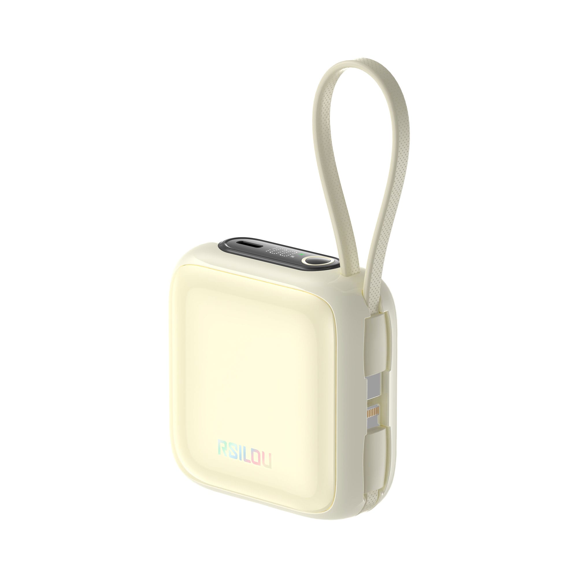 Rsilou 10000mAh Power Bank, PD, Built-in Type-C and Lightning Cables, 22.5W Fast Charging Per Port, 38.5 Total Max Output Power, Multi-Device Compatibility, Digital Display | 12 month local warranty