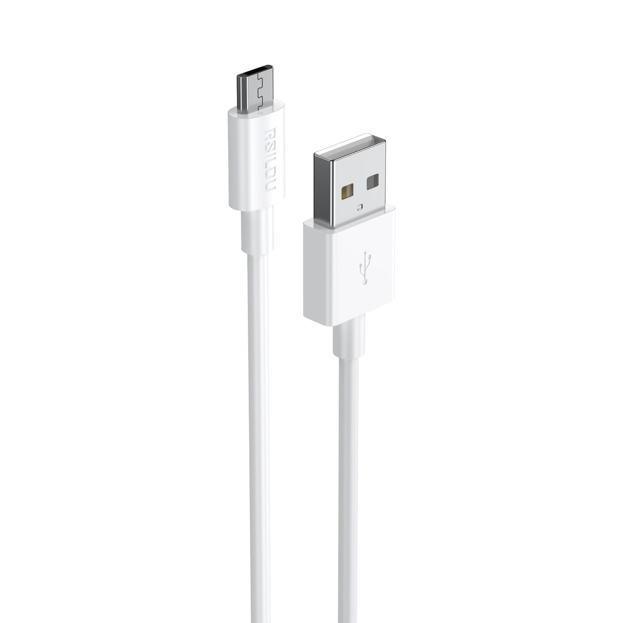 Rsilou Micro USB 2.0 Fast Charging Cable and Data, 1m, Transmission Copper Wires 163 Strands TPE, 2.4A, Transmission speed 480Mbps, tangle and entanglement free,White | 12 month local warranty