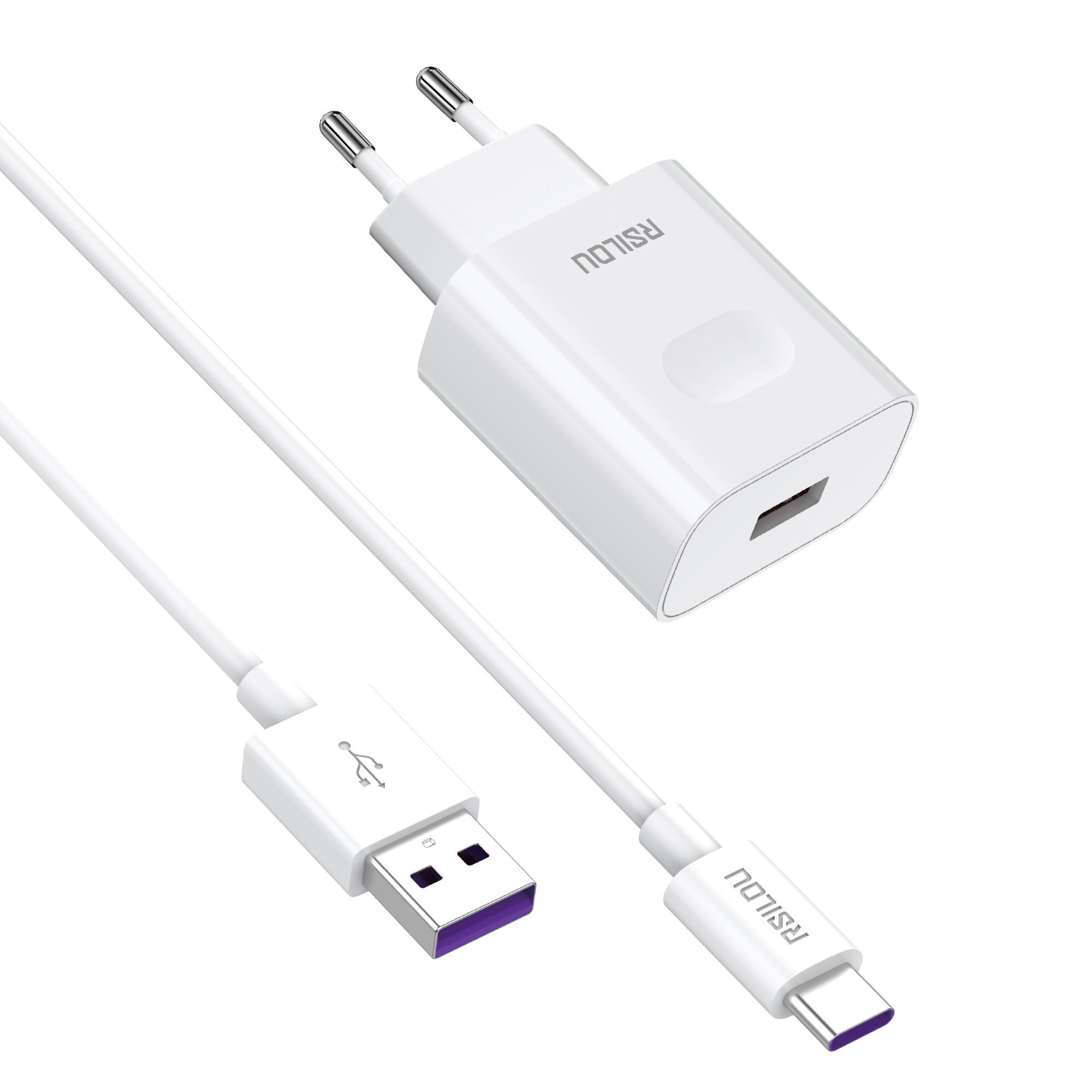 Rsilou R4222-002 Fast charger Set 20W and USB-A to USB-C cable,120W, 6A, 100CM, Durability, Flexible, charging and data cable, Braided 1M, Copper Wires speed Rate 480Mbps | 12 month local warranty