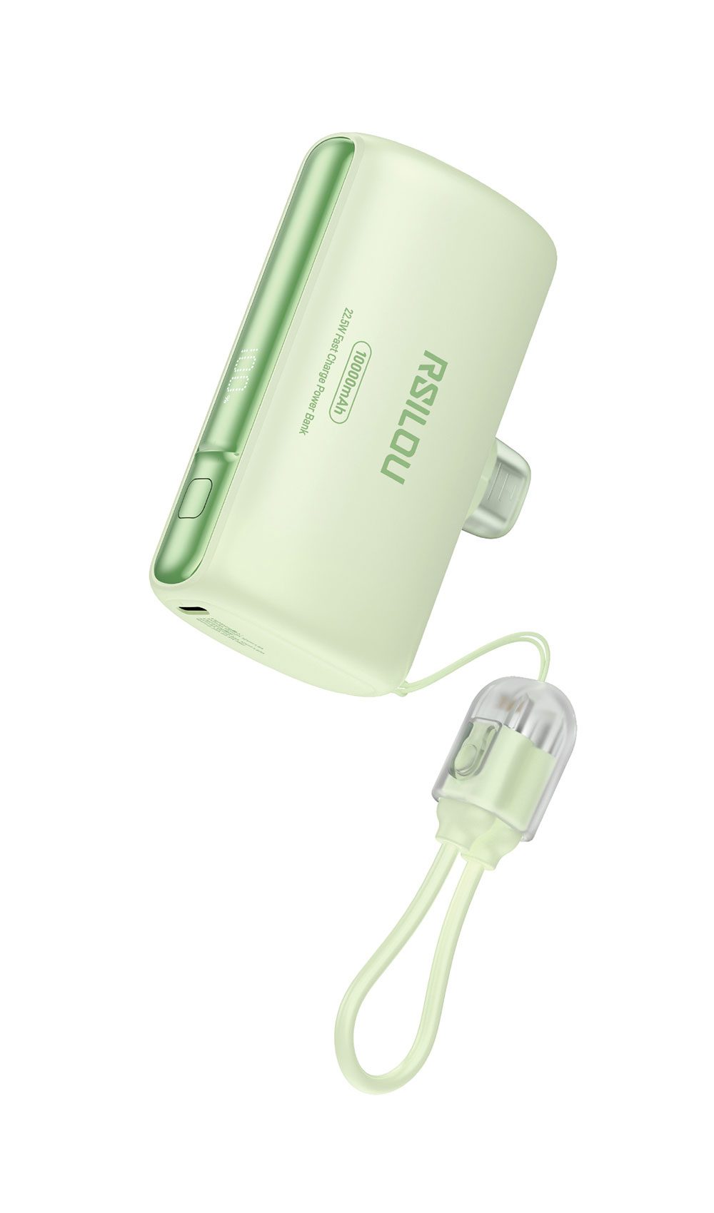 Rsilou R1028-003 10000mAh Fast Charging Power Bank, 22.5W Output, Phone Stand, Digital LED Display, Builtin TypeC, Lightning Cable,Compact design, thin and lightweight  | 12 Month Local Warranty