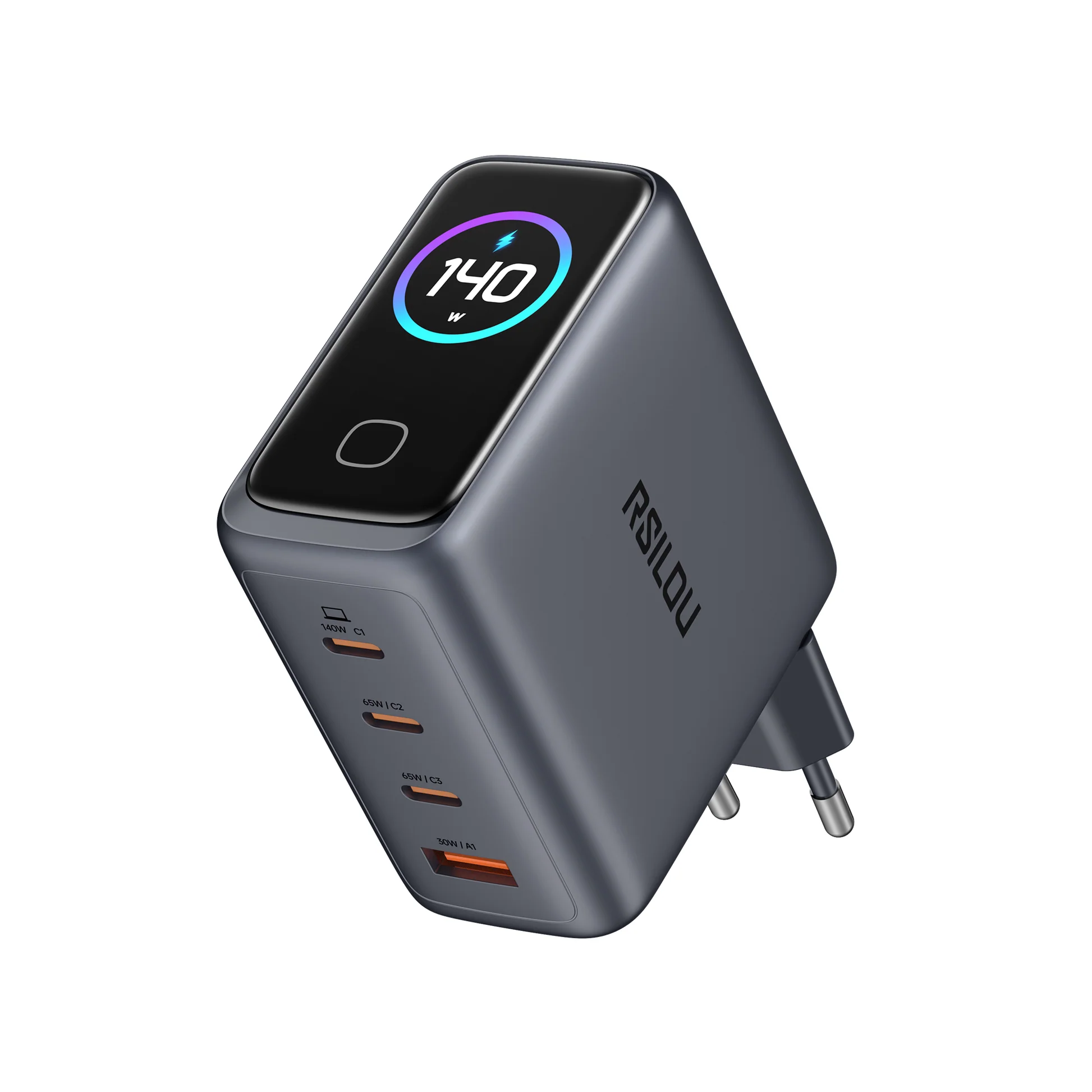 Rsilou EU4010-001 EU Charger GaN 140W 1A+3C with smart TFT Grey